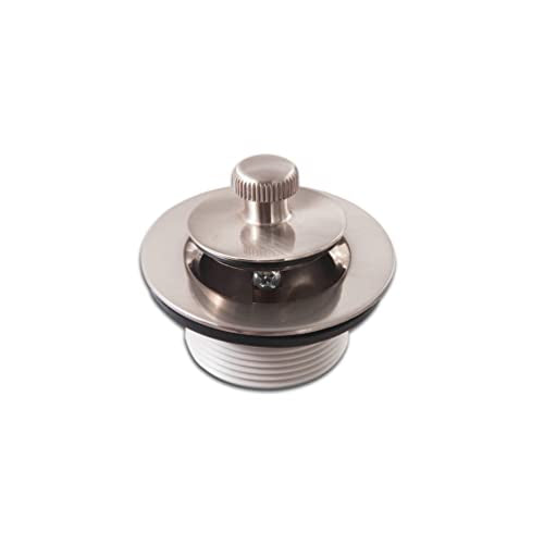 Lift and Turn Bathtub Drain Stopper with ABS Plastic Bushing, Fits in 1-1/2 Inch or 1-3/8 Inch Inner Bathtub Shoe, Easy to Install, Satin Nickel - color: Satin Nickel