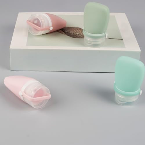 1oz Silicone Travel Bottles for Toiletries (4-Pack), TSA Approved Leakproof Toiletry Bottles with Locking Lid, Refillable Travel Size Containers for Shampoo, Body Wash, Camping & Trips (Green Pink) - color: Green Pink