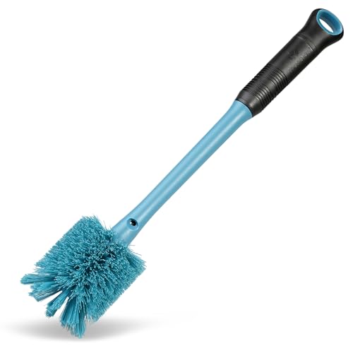 MOSOLAN 2-in-1 Water Bottle Brush and Straw Cleaner Brush, Long Handle Scrub Brush with Replaceable Head for Water Bottles, Glasswares, Mugs, Flasks, Tumblers and Kitchen Sink, Smokey Blue, 1 Pack - color: Smokey Blue, size: 1 Count (Pack of 1)