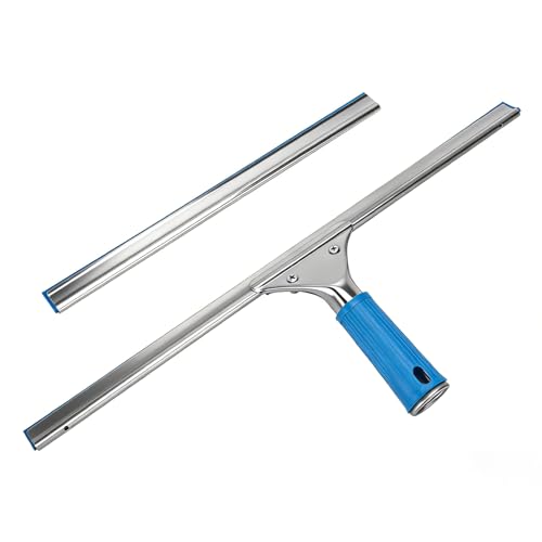 Professional Squeegee for Window Cleaning, 18” Window Squeegee for Shower Glass Door, Stainless Steel Rubber Squeegee Includes 12” Replacement Blades