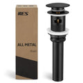 KES Bathroom Sink Drain with Overflow Vessel Sink Stopper Pop Up Drain Assembly Matt Black for 1.6"-1.9" Sink Hole, All Metal Rustproof Brass and 304 Stainless Steel, S2008A-BK - color: Matte Black, style: With Overflow, 1 Pack