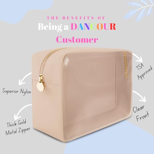 Large Clear Makeup Bag TSA-Approved Travel Cosmetic Pouch Spacious Transparent Toiletry Bag for Women and Girls Waterproof Clear Organizer Case Beige - color: Beige, style: Large