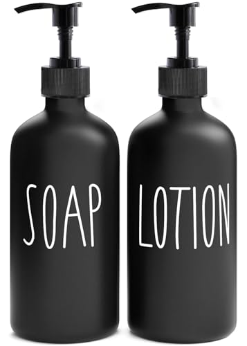 MOMEEMO Matte Black Soap Dispenser Bathroom Set, Contains Lotion and Hand Soap Dispenser, Suitable for Bathroom Decor Farmhouse Style. (Black) - color: Sl Black
