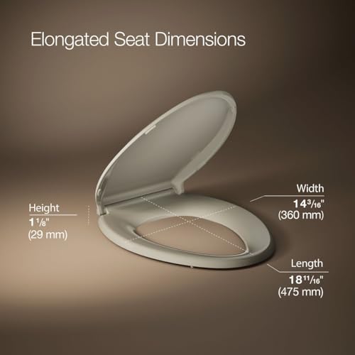 KOHLER 4636-RL-G9 Cachet ReadyLatch Elongated Toilet Seat Slow Close, Soft Close Toilet Seat Quiet Lid, Contoured Grip-Tight Bumpers Installation Hardware, Apartment Essentials, Sandbar (Pack of 2) - color: Sandbar, size: Elongated (Pack of 2)