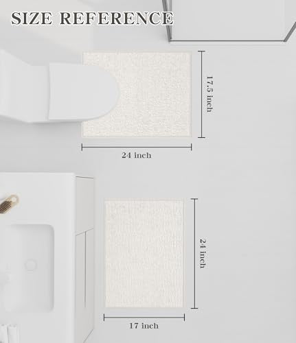 chakme Bathroom Rug Sets 2 Piece, Ultra Thin Quick Dry Bath Mat Set, Absorbent Bath Mat for Bathroom Non Slip Machine Washable, (White, 2 Piece) - color: White, size: 2Piece-Contour Rug