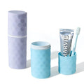 2Pcs Travel Toothbrush Case, Portable Travel Toothbrush Holder with Dot,Toothpaste Container for Home, Travel, Business, Camping, School, Couple 8.1x2.5x2 (Purple+Blue) - size: large size