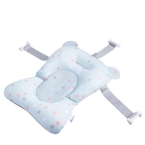 Baby Bath Cushion Pad Newborn Bathtub Mat Infant Bath Supporter Net Baby Bathtub Pillow Non-Slip Floating Bathing Tub Seat (Light Blue Star, 28cm*43cm*26cm) - color: Light Blue Star