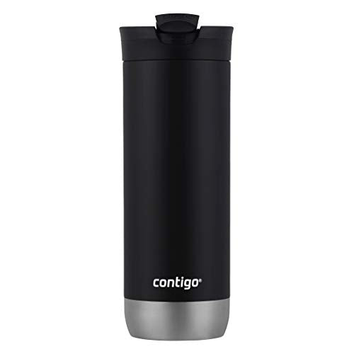 Contigo HuronTravel Mug Screw Cap Stainless Steel Drinking Cup - color: Licorice, size: 16oz (Pack of 4)