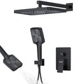 Matte Black 13-Inch Rainfall Shower System - Premium Shower Head & Handheld Sprayer, Complete Bathroom Set with Faucet Mixer Trim Kit & Valve - color: Matte Black, size: 13''