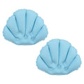 PATIKIL Inflatable Bath Pillow with Suction Cups, 2 Pack Terry Cloth Covered Shell Shape Bathtub Spa Pillow Neck Support for Bathtub Hot Tub, Blue - color: Blue