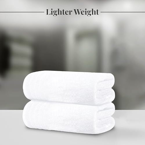 Tens Towels Pack of 4 Extra Large Bath Towels 30 x 60 Inches, 100% Cotton, Larger & Lighter Weight, Quicker to Dry, Super Soft and Absorbent, Perfect for Bathroom, White - color: White