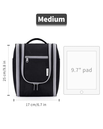 Narwey Small Hanging Travel Toiletry Bag Cosmetic Make Up Organizer for Women and Men (Medium, Black) - color: AB-Black, size: Medium