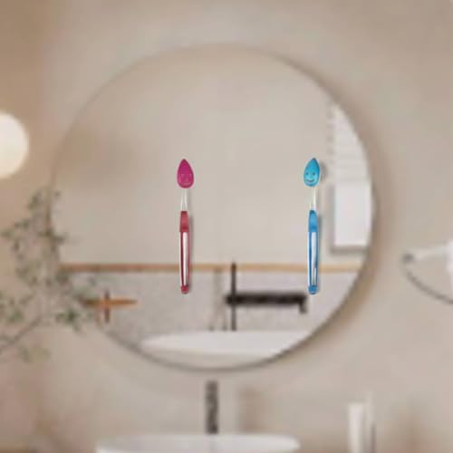 Toothbrush Holder with Suction Cup, 4 Pack Wall Mount Travel Toothbrush Covers for Bathroom Storage, Hygienic Ventilated Cap Case, Bonus Toothpaste Tube Squeezer Set, Oral Hygiene Accessories