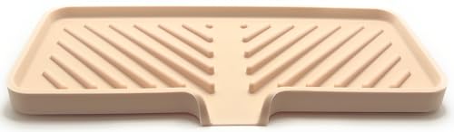 Silicone Soap Dish Tray and Sponge Holder with Drain Chute and Feet | 3-Way Sloped Design | Bathroom and Kitchen Sink Organizer Caddy (Sand Dollar, 10"x4", 7.8 Ounces) - color: Sand Dollar, size: 10"x4"