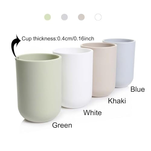 Solid Color mouthwash Cup, Simple Solid Color Toothbrush Cups, Toothbrush Holder 1 Piece, 10 oz (300 ml)(White)
