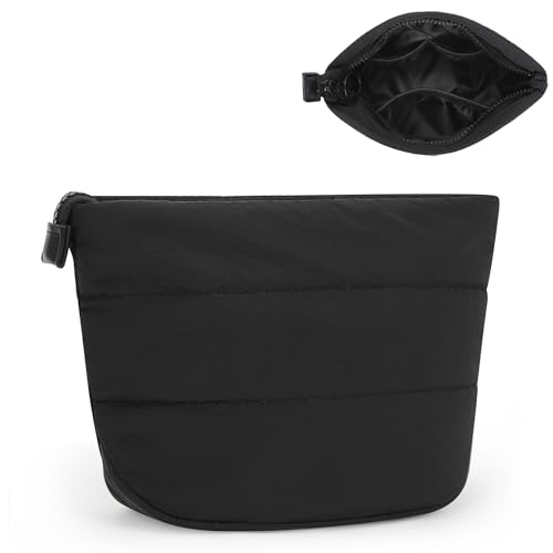 Relavel Mini Makeup Bag, Smaller Cosmetic Pouch for Women, Portable Traveling Car Bag for Essentials with Compartments, Cute Toiletry Bag Organizer, Black - color: 01-Black, size: MINI