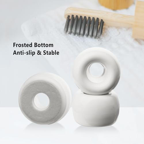 SheeChung Mini Ceramic Toothbrush Holder, Small Handmade Couple Toothbrush Stand for Bathroom Vanity Countertop Travel Camper, Bathroom Organizers and Storage, 2 Pack, White - color: White