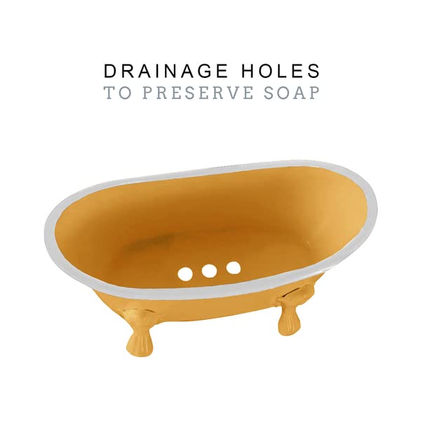 Rustic Enamel 1 Piece 5.5" Metal Clawfoot Mini Bathtub Soap Dish Mini Bath Tub Decoration Clawfoot Tub Soap Caddy Collection (Mustard) - color: Mustard