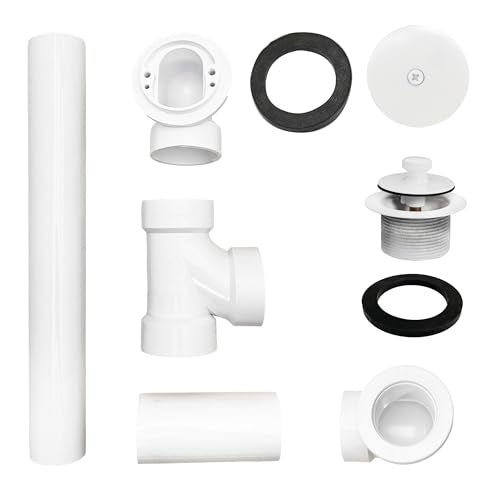 Westbrass Pull & Drain Sch. 40 PVC Bath Waste with One-Hole Top Elbow, Powder Coat White, D49721-50 - color: Powder Coat White, size: 1 Pack