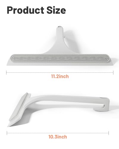 2-in-1 Silicone Shower Squeegee with Hook,Dual-Sided Design with Scraper & Scrub Surface,Streak-Free Bathroom Squeegee for Glass Doors,Mirrors,Windows,Car Windshields (White) - color: White