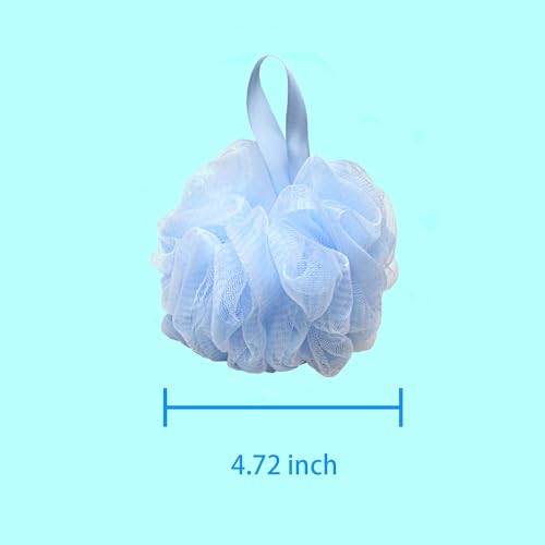 SEVENHEAD Bath Sponge Shower Loofahs,Blue,50g/Piece,Mesh Pouf Bath Scrunchies Body Wash Puff(Set of 4) - style: Blue