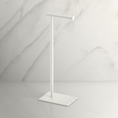Gatco 1431W Modern Rectangle Base Freestanding Toilet Paper Holder, 21.25", Matte White with Weighted Base - color: Matte White, 21.25"h