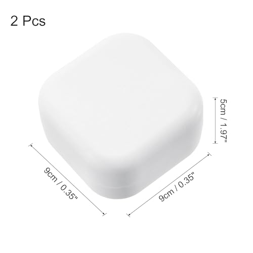 uxcell Wooden Soap Holder, Detachable Self Draining Square Soap Dishes with Lid, Wooden Bamboo Soap Bar Tray for Shower (Double Pack Rounded White) - color: White