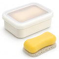 AIDIMMING Leak Proof Silicone Travel Soap Case with Clear Lid & Drain Pad, Compact Bar Soap Container, Portable Soap Holder for Standard Bar Soap & Handmade Soap, Travel Camping Gym (Clear&Offwhite) - color: Clear&offwhite