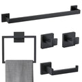 5 Pieces Bathroom Hardware Accessories Set Matte Black Towel Bar Set Towel Holder Racks Set for Bathroom,SUS304 Stainless Steel,Wall Mounted 23.6-Inch - color: Matte Black