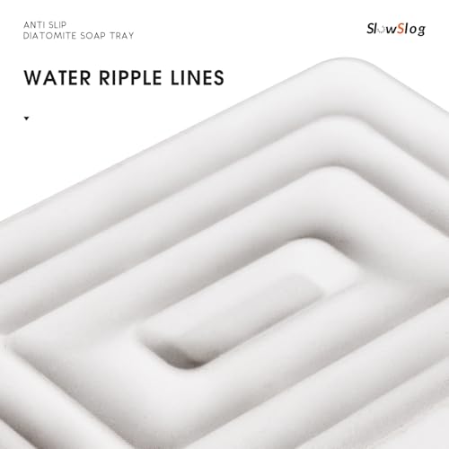 1 Pack Diatomite Soap Dish Holder, Quick Dry Stone Bath Tray, Diatomaceous Earth Stone Soap Holder, Water Absorbent Rectangular Soap Dish for Bar Soap, White - color: White/Square, size: 1-Pack