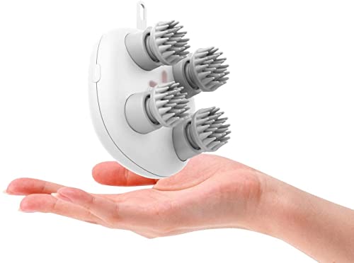 Electric Scalp Massager, Head Scratcher Mimics Four-Finger Kneading Massage, Rechargeable & Waterproof, Pets Massager - color: White, size: Standard