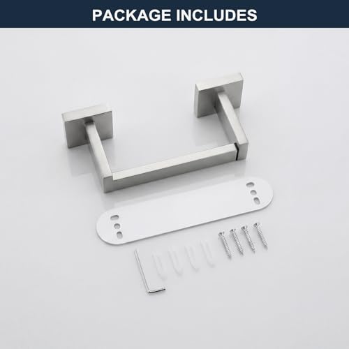 Toilet Paper Holder Wall Mount Brushed Nickel, Stainless Steel Toilet Tissue Roll Holder Bathroom Square Toilet Paper Towel Roll Holder, Double Post Pivoting Tissue Handle - color: Brushed Nickel