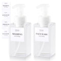 15OZ Foaming Soap Dispenser, 2-Pack Plastic Hand Soap Dispenser, Refillable Leakproof Foam Pump Bottle with Waterproof Labels, for Shampoo, Body Wash - color: Clear, size: 450ML