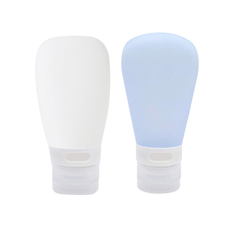2 Pcs SiliconeTravel Bottles Set for Toiletries Travel Size Containers Kit,Leak Proof Refillable Squeeze Containers Small Empty Travel Size Bottles for Shampoo,Conditioner,Lotion,Toiletries
