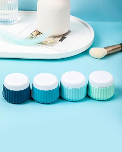 Mrsdry Travel Containers for Toiletries 4 Pack, TSA Approved Travel Size Toiletries, Travel Size Containers, With Clear Bag Leak Proof Silicone Jars, Travel Essentials Creams Jars Carrying Small Items - color: Blue, size: 1 oz