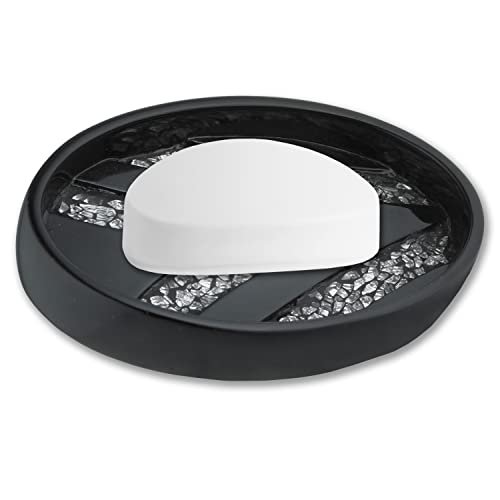 Zahari Home Sinatra Soap Dish Unique Design Stylish Bling Glass Mosaic Décor Soap Bar Holder, Black - color: Sinatra Black