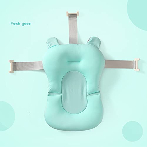 Baby Bath Cushion Pad Newborn Bathtub Mat Infant Bath Supporter Net Baby Bathtub Pillow Non-Slip Floating Bathing Tub Seat (Green Bear, 28cm*43cm*26cm) - color: Green Bear