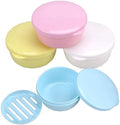 Round Travel Soap Case - 4 Pack Shampoo Bar Holder, Travel Soap Container | with Lid for Camp, Gym, Hiking - Keeps Toiletries Organized - color: Blue,white,pink,yellow