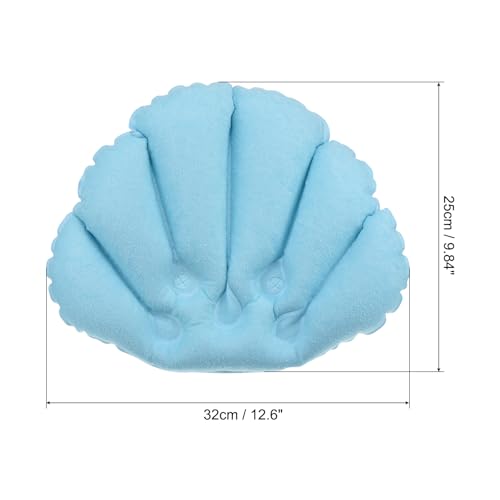 PATIKIL Inflatable Bath Pillow with Suction Cups, 3 Pack Terry Cloth Covered Shell Shape Bath Pillow Neck Support for Bathtub Hot Tub (Pink, Blue, White) - color: Pink, Blue, White