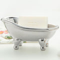 5.6" Ceramic Mini Bathtub Soap Dish Decortative Clawfoot Bathroom Soap Dish (Silver) - color: Silver