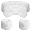 WSYUB Spa Headband and Wristband Set, Face Wash Headband, Makeup Skincare Headbands Wrist Bands for Washing Face, White - color: White