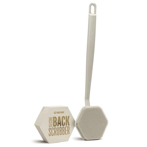 TOOLETRIES Silicone Back Scrubber for Shower, Bath Brush - Sand | Long ergonomic handle and non-slip grip make exfoliating hard-to-reach areas simple and comfortable. - color: Sand