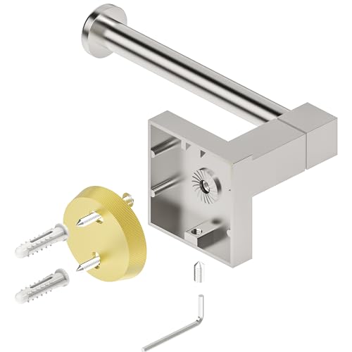 RUACQ Toilet Paper Holder Wall Mount,Square Base Tissue Roll Holder for Bathroom,Toilet Roll Holder Stainless Steel(Brushed Nickel) - color: Brushed Nickel, size: Wall Mount
