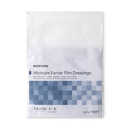 McKesson IV Site Barrier Protector, Clear. x, Catheters, 7 x 7 in, 5 ct | Water-Resistant Adhesive Film, PICC Lines, Stomas, Dialysis, Incision Protection