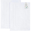 Feather & Stitch 2 Piece Towel Like Bath Mats (30x21 Inch) 100% Cotton Terry Bath Mats, Bathroom Shower Floor Mats [NOT A Bathroom Rug], Soft Absorbent Washable Mats - White - color: White