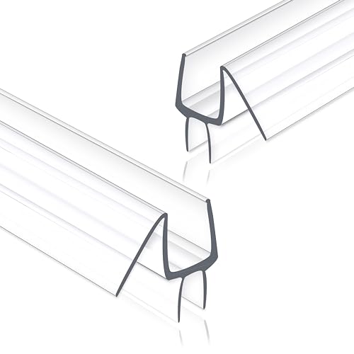 Frameless Shower Door Seal Strip 2 Pack x 39 Inch M Glass Shower Door Bottom Seal Strip for 3/8" Glass Shower Door Sweep, Ultra-Clear Polycarbonate Stop Showers Leaks Create A Water Barrier - color: M-Type Bottom, size: 2PCS & 3/8" & 39"