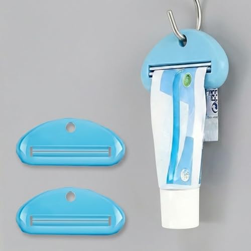 4 Pack Toothpaste Tube Squeezer Set, 2 Stainless Steel Metal Tube Wringers + 2 Hangable Plastic squeezers, Bathroom Toothpaste Key for Cream, Hair Dye, Paint, Reduce Waste Tool