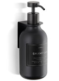 Shower Shampoo Dispenser Wall Mounted – Refillable 16.9 oz Black Bottle with Stainless Steel Pump & No-Drill Adhesive Holder – Soap Dispenser for Bathroom (1 X Black) - color: 1 X Black