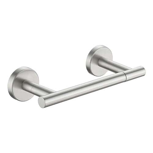 JQK Brushed Toilet Paper Holder, Double Post Pivoting Tissue Holder Wall Mount, 304 Stainless Steel Hold Mega Rolls, TPH150-BN - color: Brushed Steel