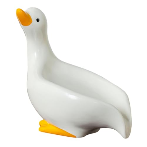 Ceramic Soap Dish Soap Holder Vivid Duck Shape Case Box Bathroom Soap Dishes Drain Tray for Kitchen Shower Bathtub Bathroom, White - color: White